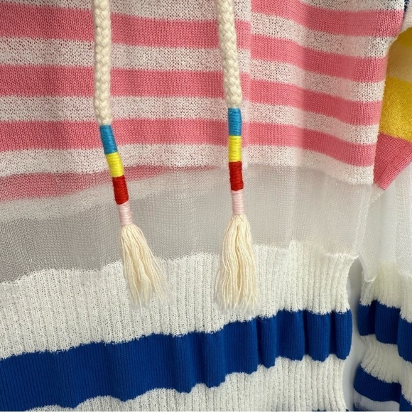 Mira Mikati Striped Cotton Blend Mixed Media Hoodie Sweater Size 40 or US 8 - Picture 8 of 14